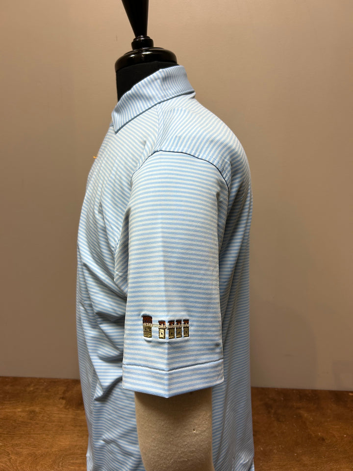 Peter Millar Hales Performance Jersey Polo "Lake Murray Dam Towers": Cottage Blue/Sky