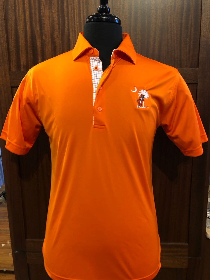 Horn Legend Clemson Orange Polo: Leaning Tiger