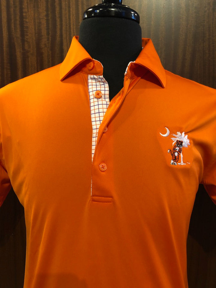 Horn Legend Clemson Orange Polo: Leaning Tiger