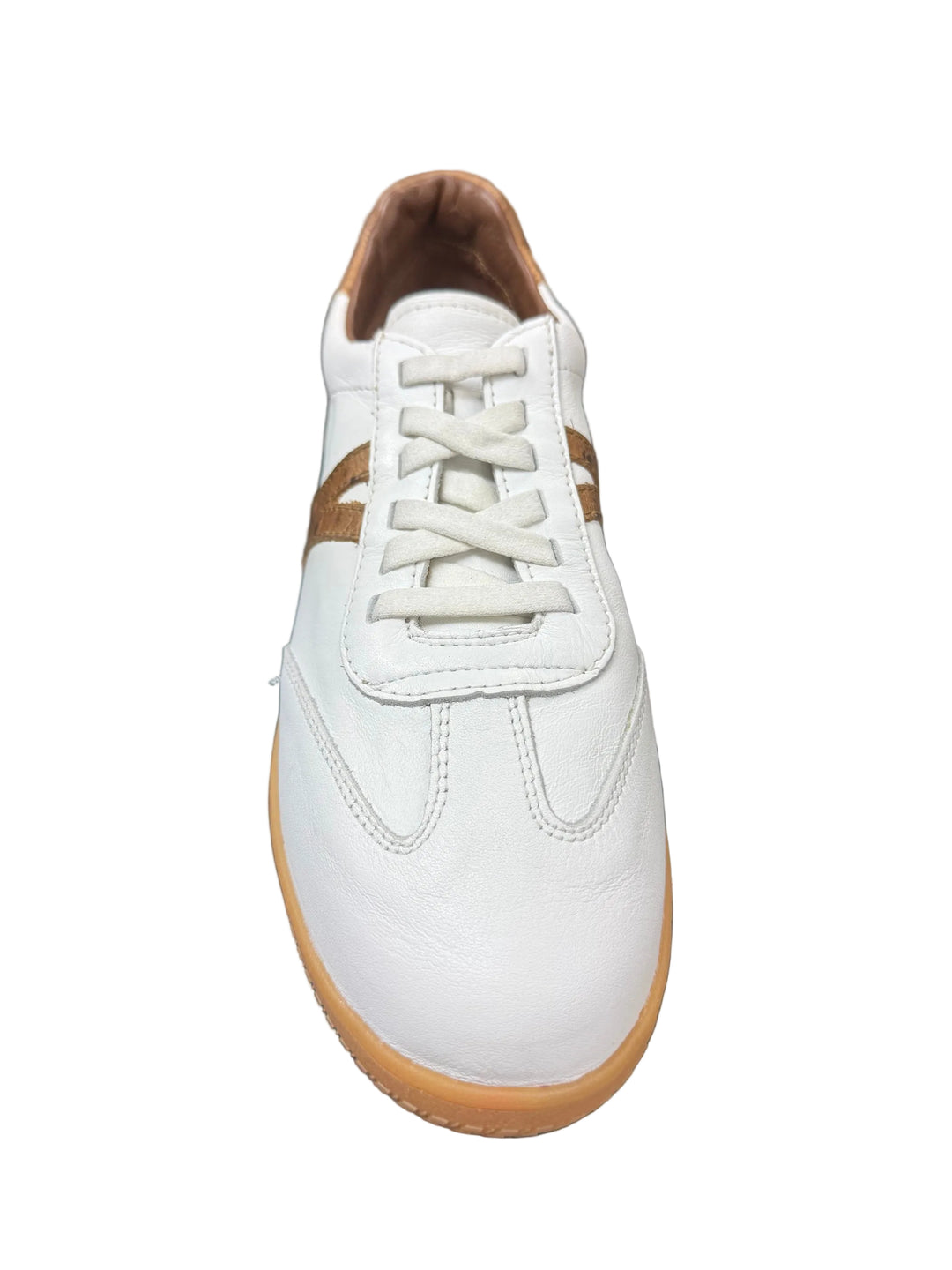 T.B. Phelps Brooklyn Sneaker: Natural Sole with White Leather/Ostrich Trim
