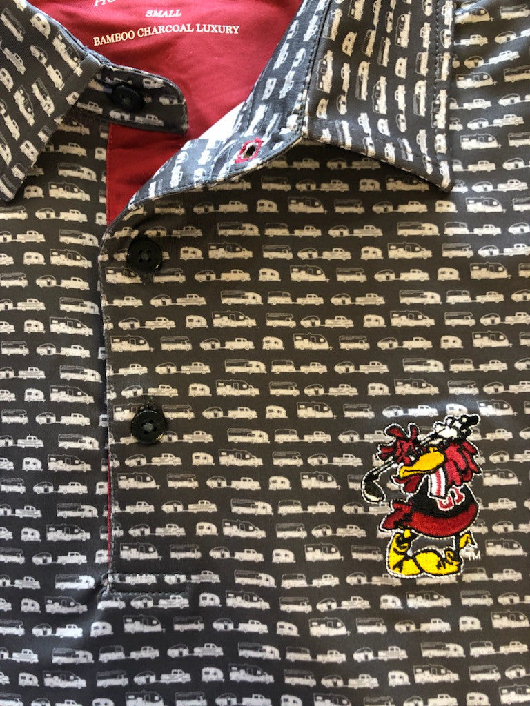 Horn Legend Tailgating Print South Carolina Polo: Swinging Cocky