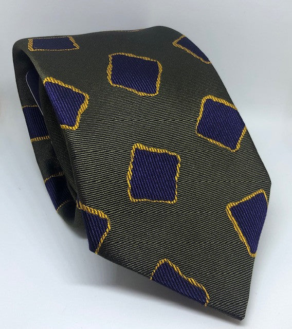 Seaward and Stearn Olive w/ Navy Squares Tie