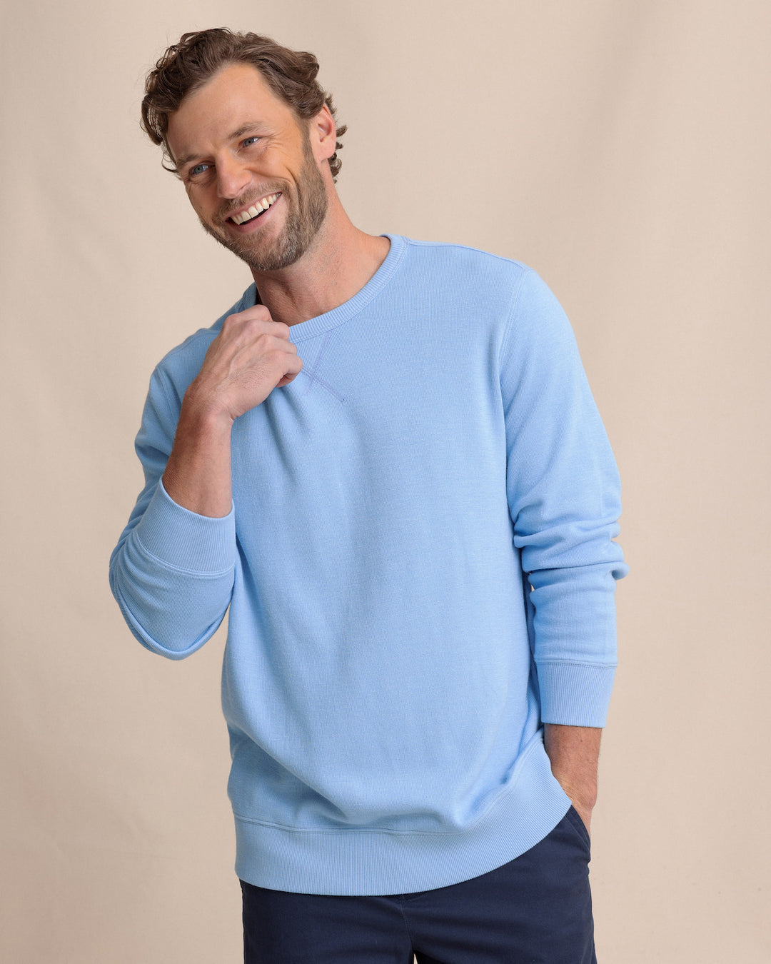 Southern Tide Long Sleeve East Bay Crew: Ocean Channel