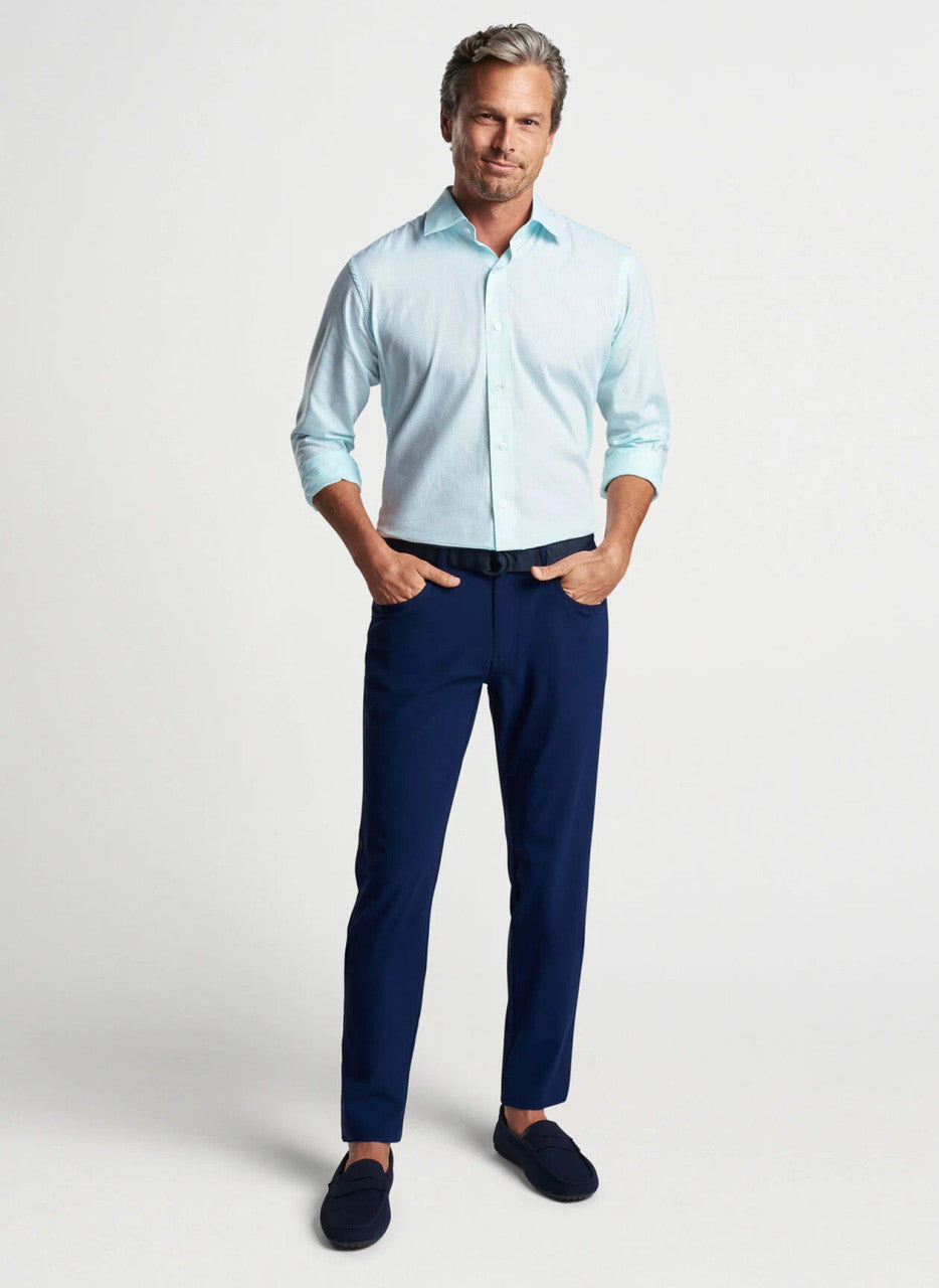 Peter Millar Renato Cotton Sport Shirt: Iced Aqua