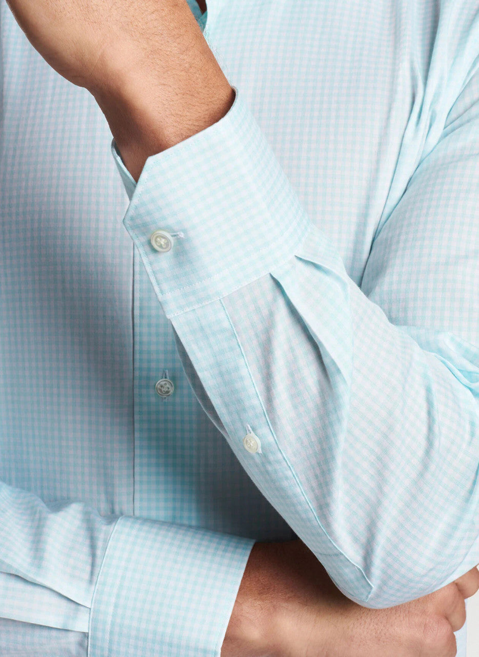 Peter Millar Renato Cotton Sport Shirt: Iced Aqua