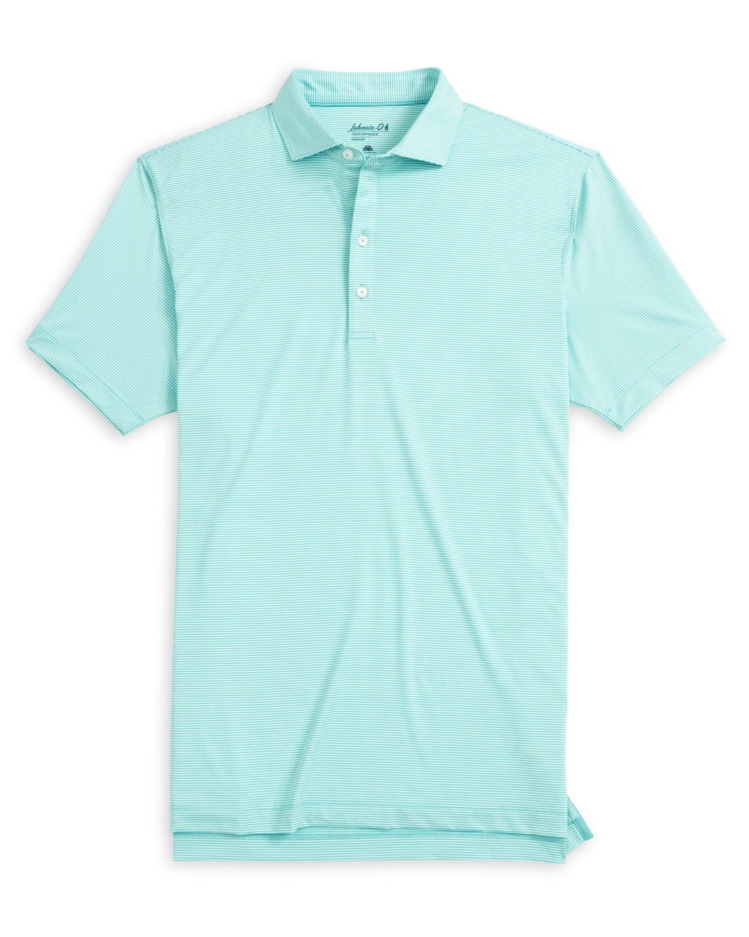 Johnnie-O Performance Jersey Polo with Pimento Cheese - Lyndonn Stripe: Tropical Celeste