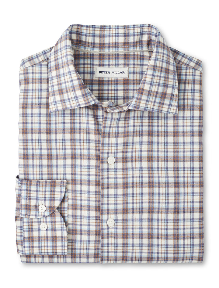 Peter Millar Waynesville Performance Flannel Sport Shirt: Winter Ivory