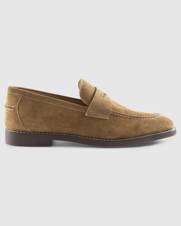 Johnnie-O J-Flex Suede Penny Loafer: Whiskey