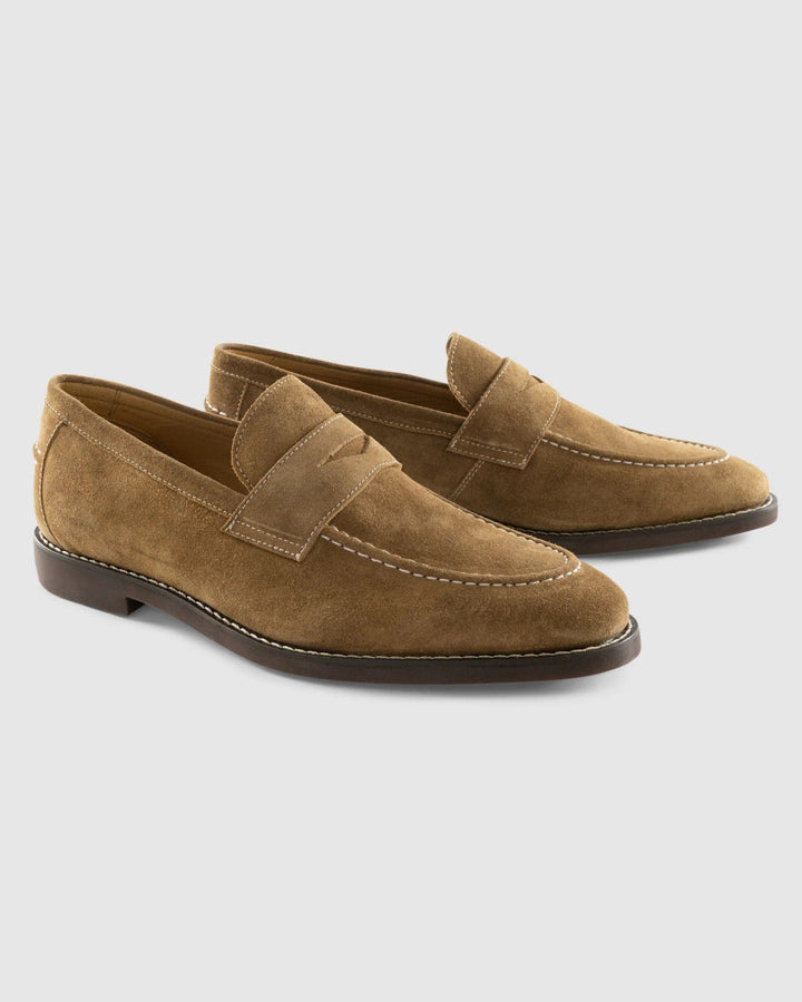Johnnie-O J-Flex Suede Penny Loafer: Whiskey