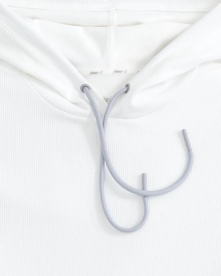 Johnnie-O Hoppin Ribbed Knit Performance Hoodie: White
