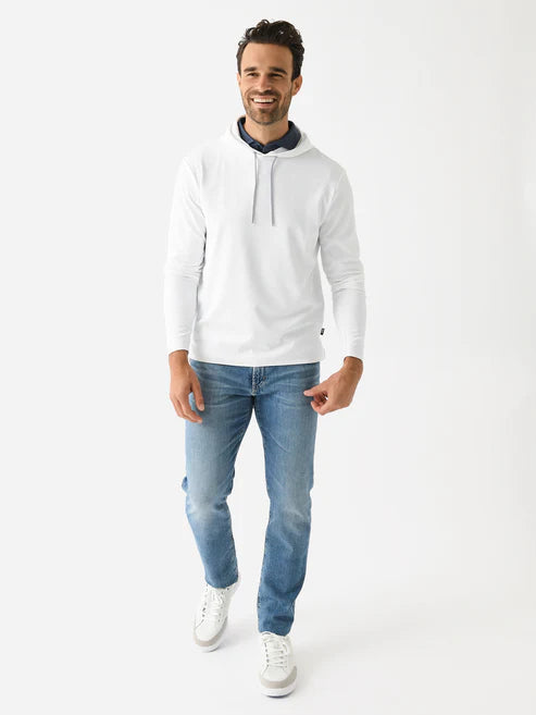 Johnnie-O Hoppin Performance Drawstring Hoodie: White