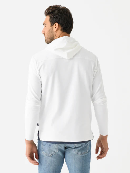 Johnnie-O Hoppin Performance Drawstring Hoodie: White