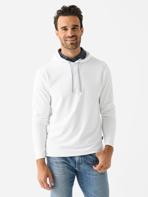 Johnnie-O Hoppin Performance Drawstring Hoodie: White