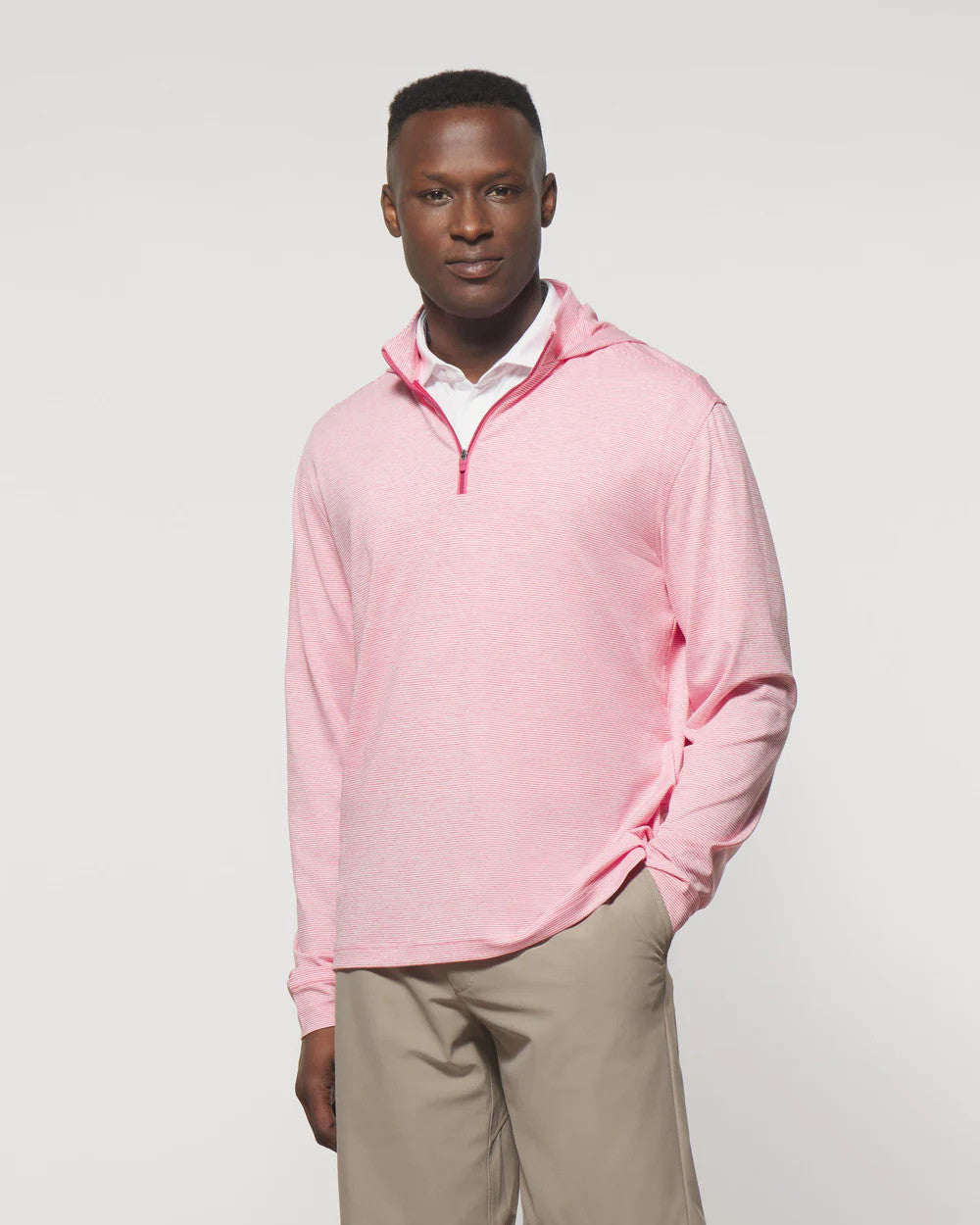 Johnnie-O Hybrid Performance 1/4 Zip Hoodie: Azalea
