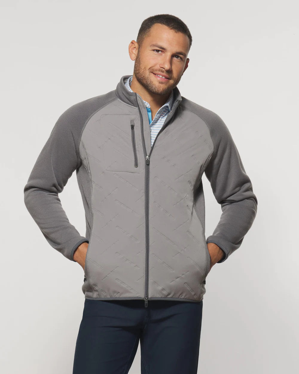 Johnnie-O Mario Mixed Media Jacket: Charcoal