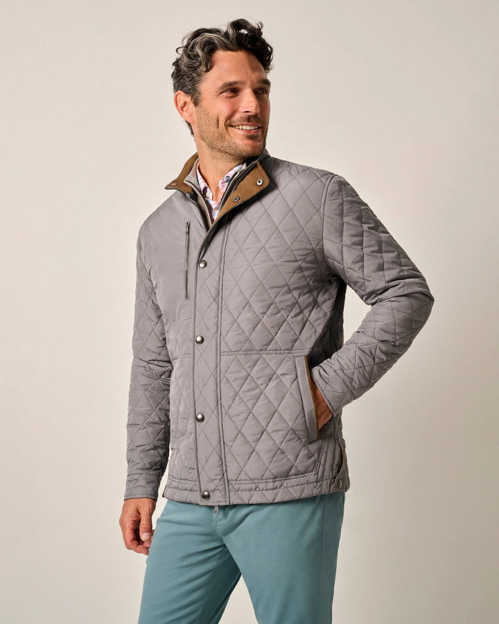 Johnnie-O Juno Quilted Snap Jacket: Concrete