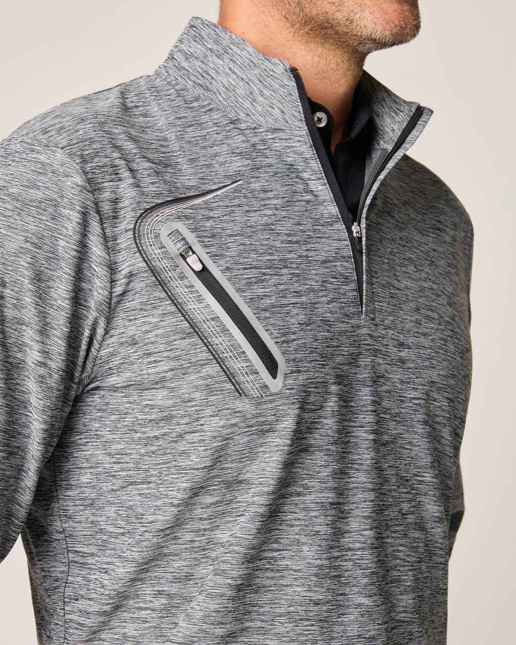 Johnnie-O Sabino Performance 1/4 Zip Pullover: Heather Black