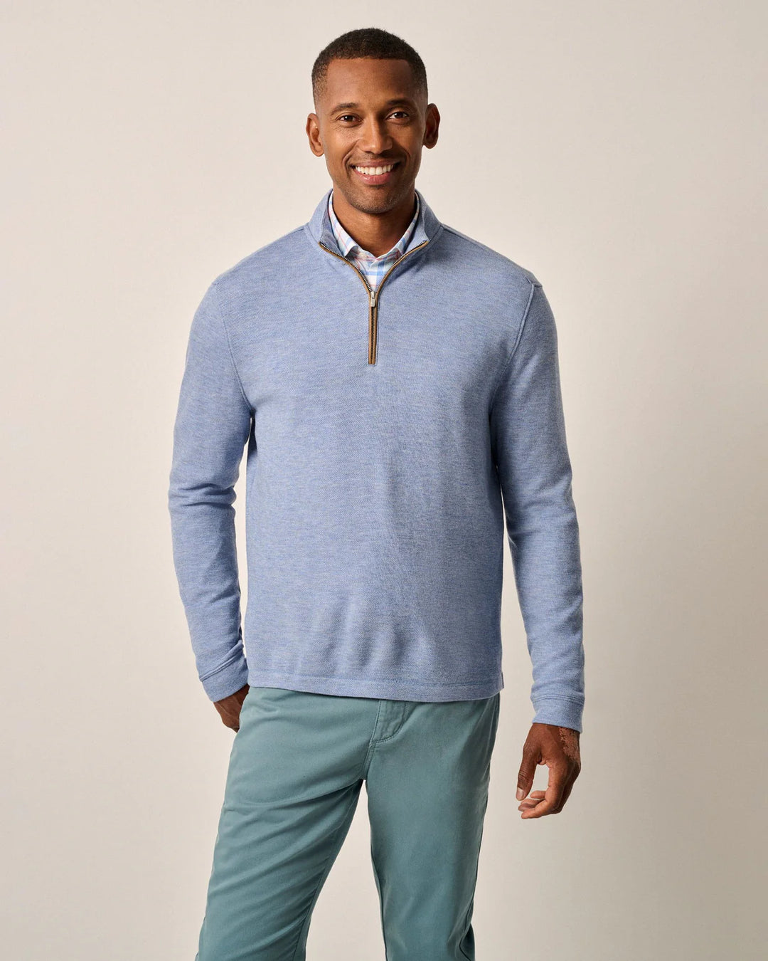 Johnnie-O Carlson Merino 1/4 Zip Pullover: Laguna Blue