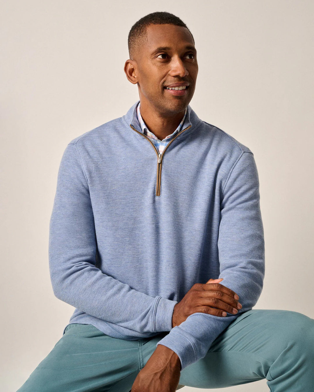 Johnnie-O Carlson Merino 1/4 Zip Pullover: Laguna Blue