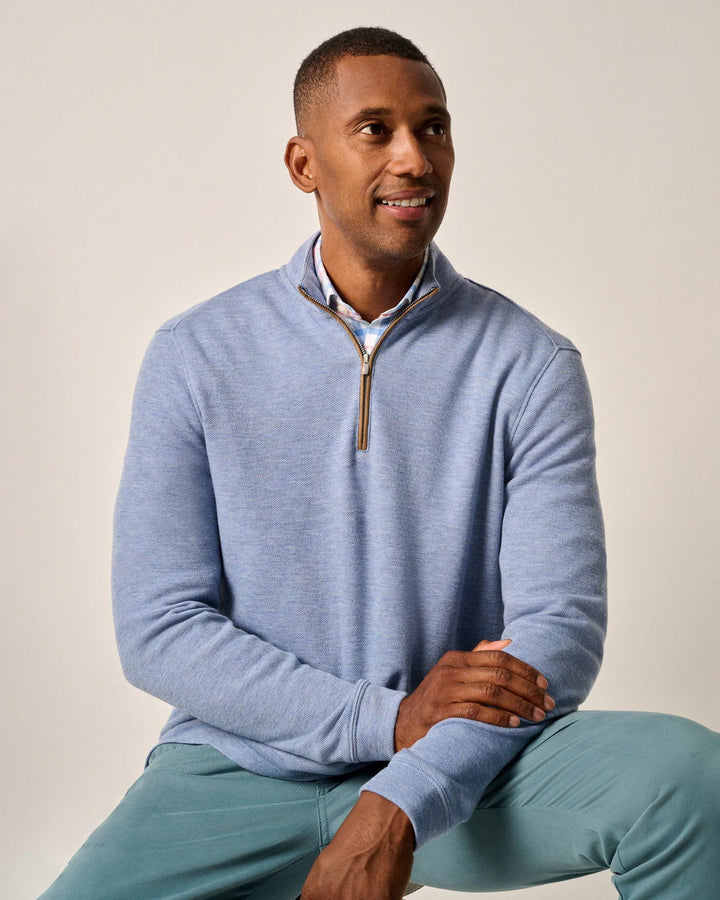 Johnnie-O Carlson Merino 1/4 Zip Pullover: Laguna Blue