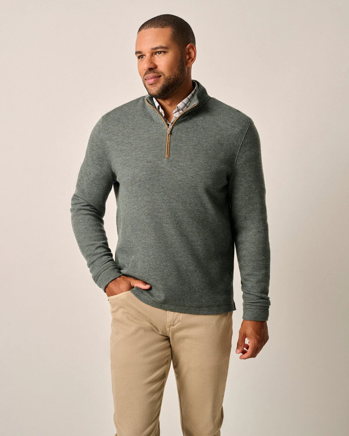 Johnnie-O Carlson Merino 1/4 Zip Pullover: Moss – Craig Reagin