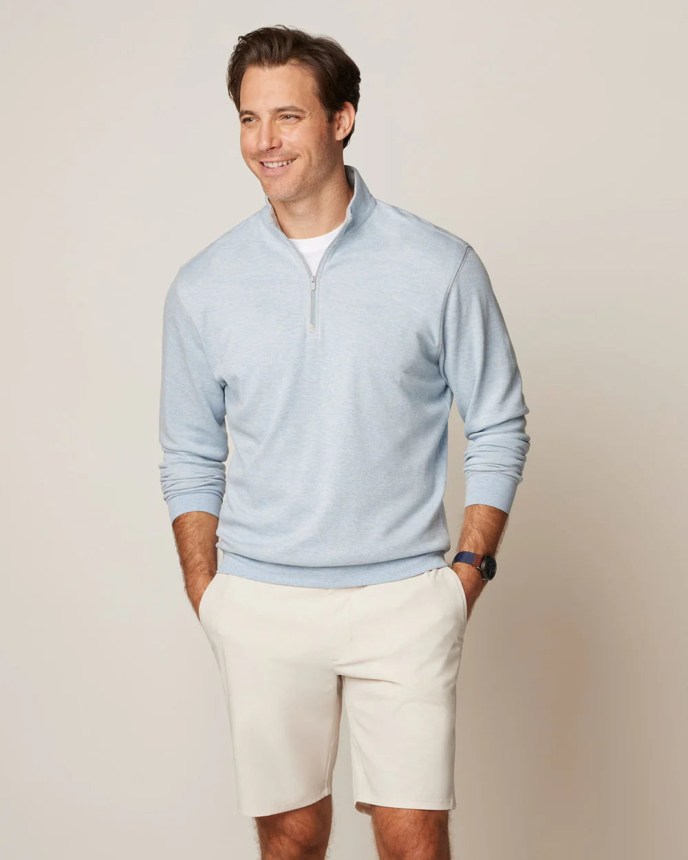 Johnnie-O Hanks Lightweight Textured 1/4 Zip Pullover: Maliblu