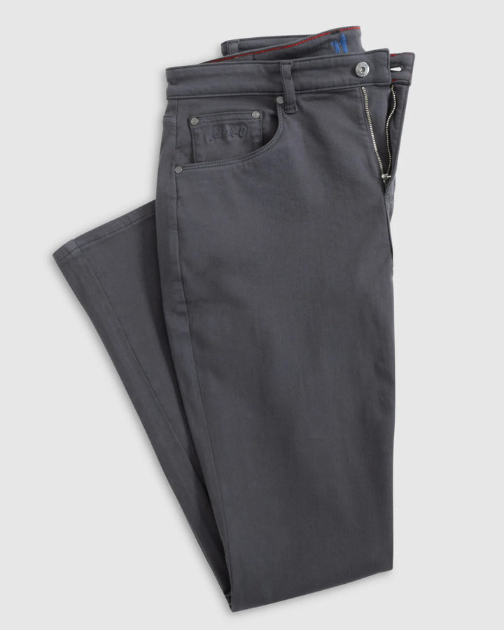 Johnnie-O Newport 5-Pocket Cotton Pant: Charcoal