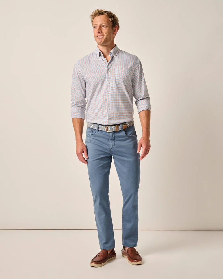 Johnnie-O Carmel Sateen 5-Pocket Pant: Blue Horizon