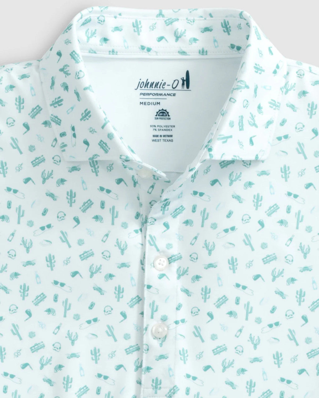 Johnnie-O West Texas Printed Featherweight Performance Polo: Green Grass