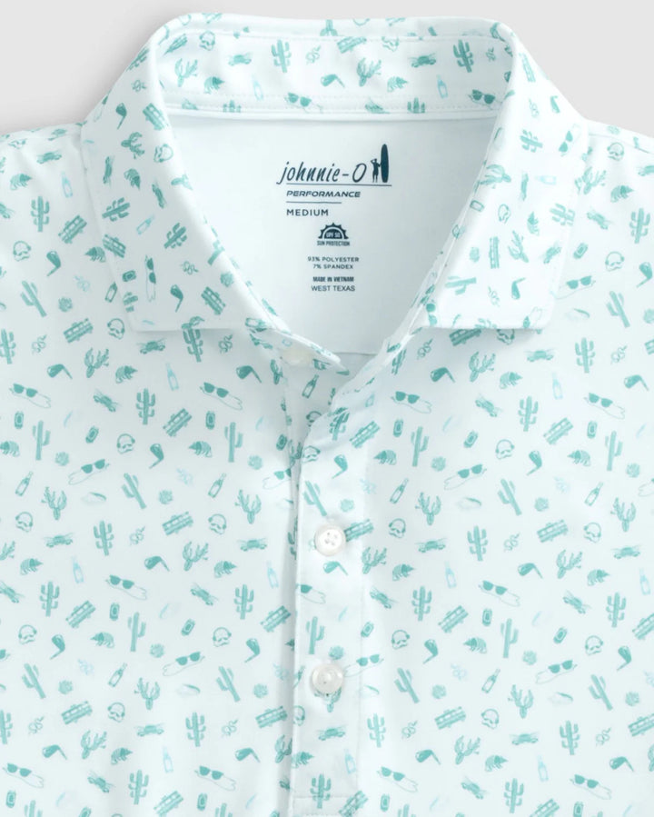 Johnnie-O West Texas Printed Featherweight Performance Polo: Green Grass