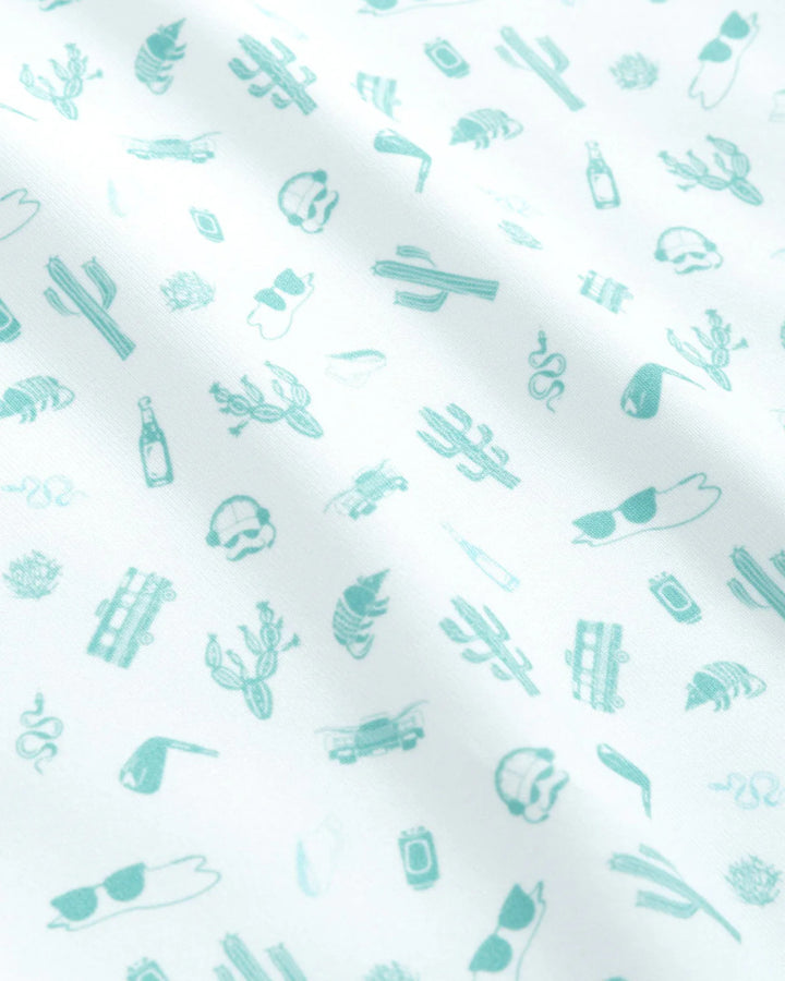 Johnnie-O West Texas Printed Featherweight Performance Polo: Green Grass