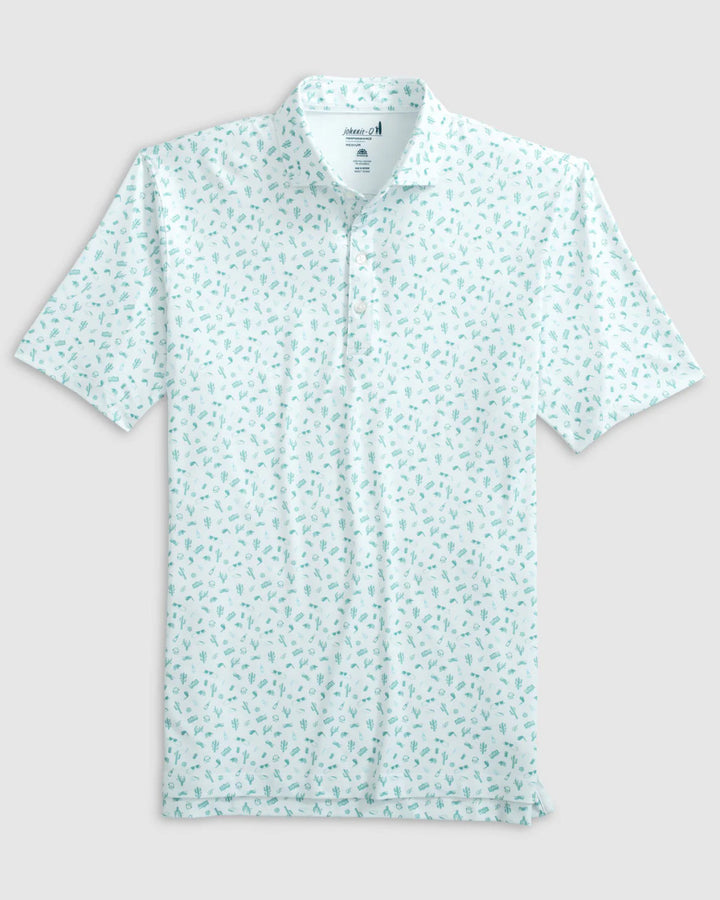 Johnnie-O West Texas Printed Featherweight Performance Polo: Green Grass