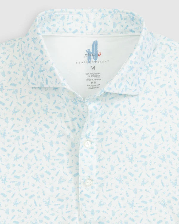 Johnnie-O Stag Night Printed Featherweight Performance Polo: Permafrost