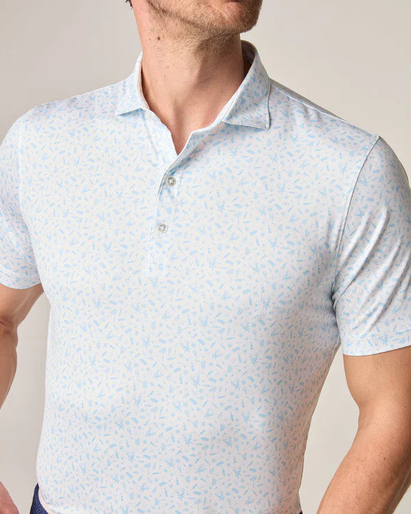 Johnnie-O Stag Night Printed Featherweight Performance Polo: Permafrost