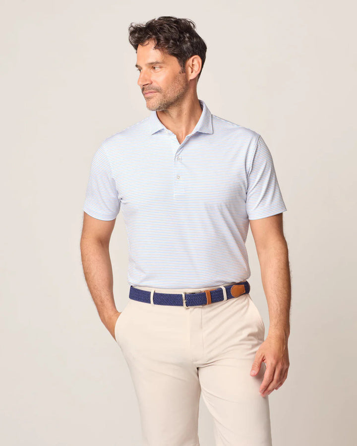 Johnnie-O Vik Striped Jersey Performance Polo: Seal