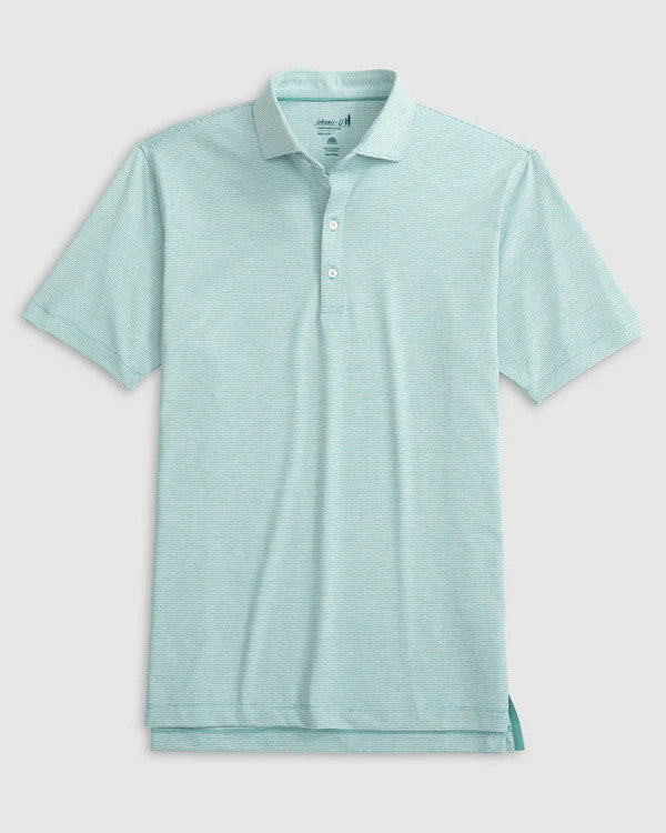 Johnnie-O Lyndon Striped Jersey Performance Polo:  Green Grass