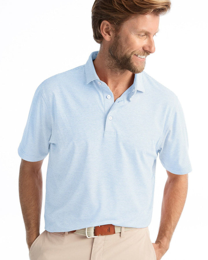Johnnie-O Birdie PREP-FORMANCE Jersey Polo - Lyndon Stripe - Gulf Blue