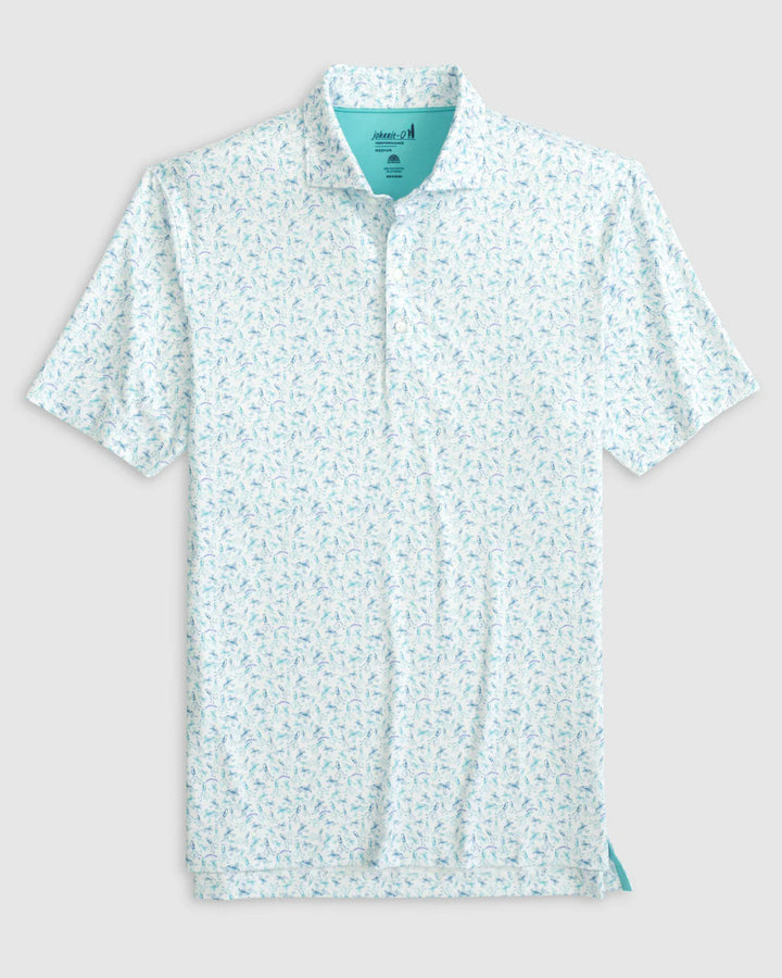 Johnnie-O Sand Bagger Printed Jersey Performance Polo: White