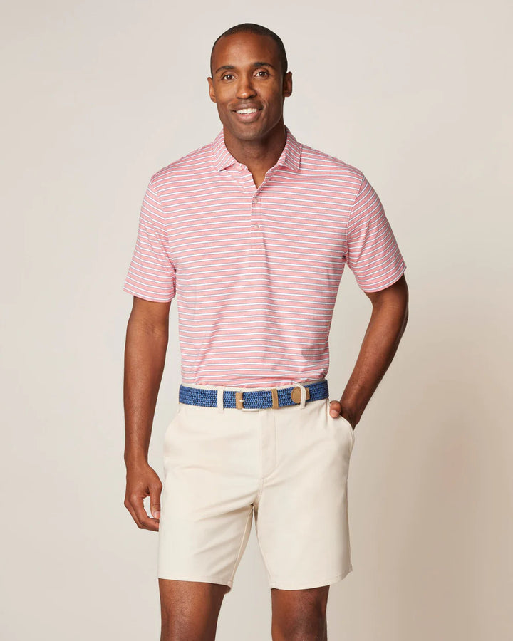 Johnnie-O Thorton Striped Jersey Performance Polo: Sun Kissed