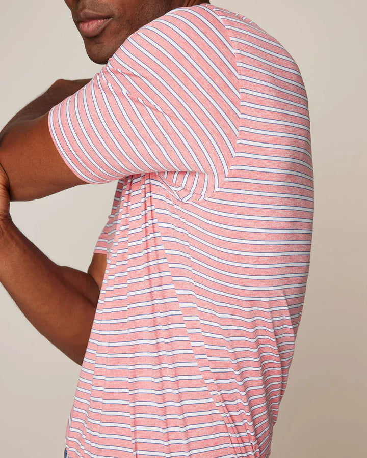 Johnnie-O Thorton Striped Jersey Performance Polo: Sun Kissed