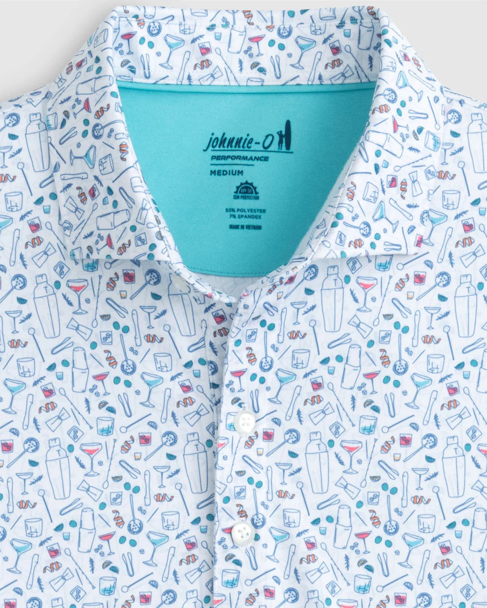 Johnnie-O Cocktail Chemistry Printed Jersey Performance Polo: White