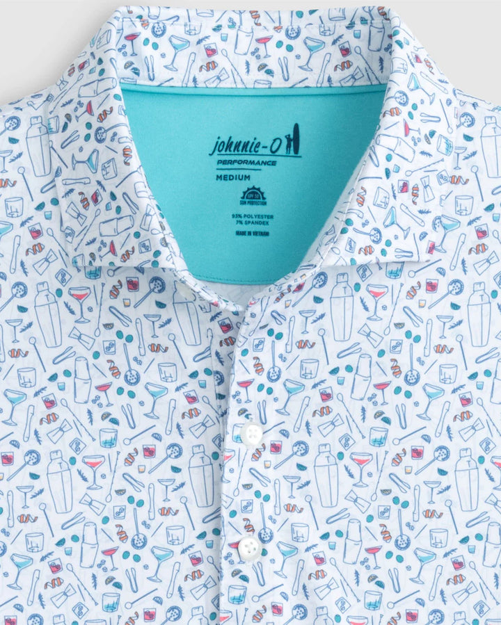 Johnnie-O Cocktail Chemistry Printed Jersey Performance Polo: White