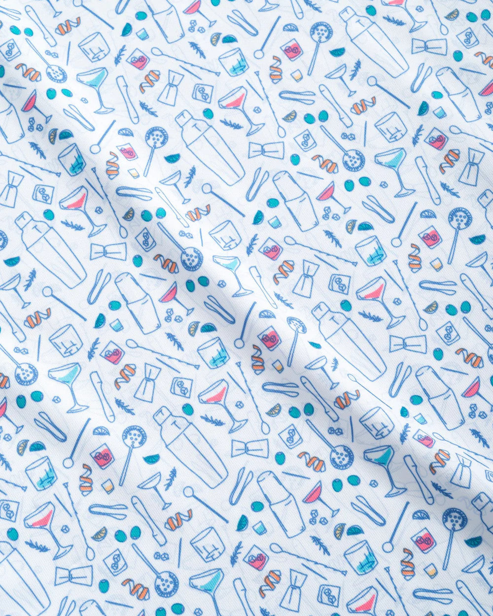 Johnnie-O Cocktail Chemistry Printed Jersey Performance Polo: White