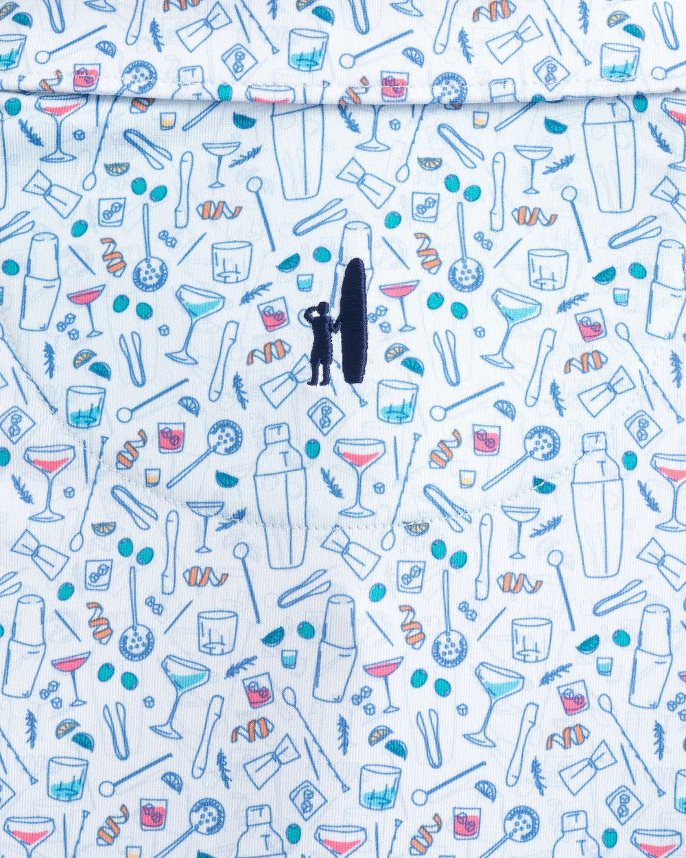 Johnnie-O Cocktail Chemistry Printed Jersey Performance Polo: White
