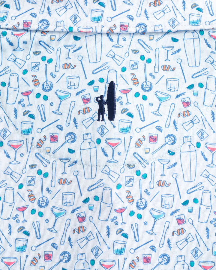 Johnnie-O Cocktail Chemistry Printed Jersey Performance Polo: White