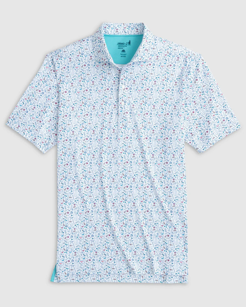 Johnnie-O Cocktail Chemistry Printed Jersey Performance Polo: White