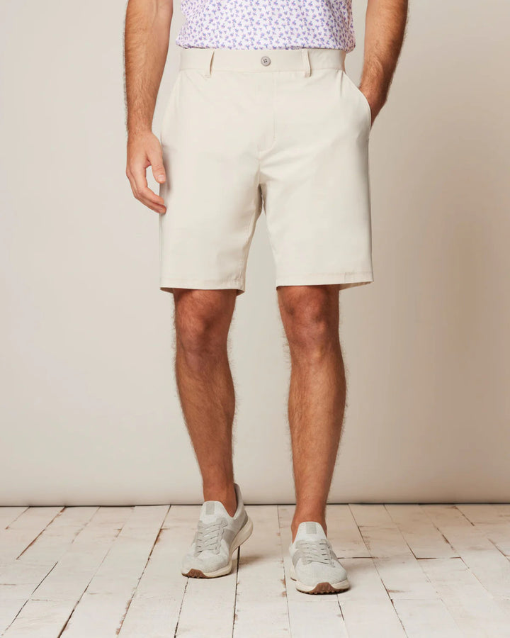 Johnnie-O Fusion Performance Elastic Waist Shorts: Stone