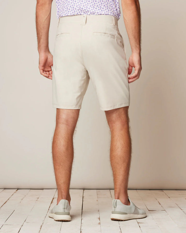Johnnie-O Fusion Performance Elastic Waist Shorts: Stone