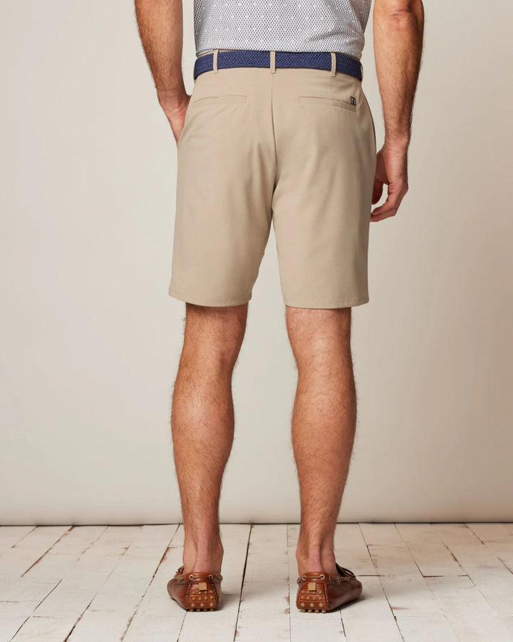 Johnnie-O Mulligan Performance Woven Shorts: Light Khaki