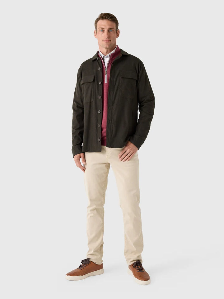 Johnnie-O Brushed Shacket: Moss